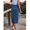 imageCHARTOU Womens High Waist Washed Stretchy Slit Bodycon Button Down Denim Jean Pencil Long SkirtBlue