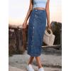 imageCHARTOU Womens High Waist Washed Stretchy Slit Bodycon Button Down Denim Jean Pencil Long SkirtBlue