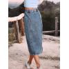 imageCHARTOU Womens High Waist Washed Stretchy Slit Bodycon Button Down Denim Jean Pencil Long SkirtGray Blue