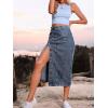 imageCHARTOU Womens High Waist Washed Stretchy Slit Bodycon Button Down Denim Jean Pencil Long SkirtGray Blue