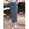 imageCHARTOU Womens High Waist Washed Stretchy Slit Bodycon Button Down Denim Jean Pencil Long SkirtGray Blue
