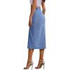 imageCHARTOU Womens High Waist Washed Stretchy Slit Bodycon Button Down Denim Jean Pencil Long SkirtLight Blue