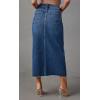 imageCHARTOU Womens Summer Classic High Waist Split MidiLong Denim Jean Pencil SkirtDark Blue