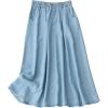 imageCHARTOU Women Lightweight Denim Skirt Ruffle Pleated A Line Skirt Elastic Waist Jean Skirt Flowy Midi SkirtLight Blue