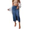 imageCHARTOU Womens Summer Classic High Waist Split MidiLong Denim Jean Pencil SkirtDark Blue