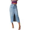 imageCHARTOU Womens Summer Classic High Waist Split MidiLong Denim Jean Pencil SkirtLight Blue