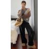 imageCHARTOU Women Causal V Neck Pullover Sweater y2k Argyle Plaid Sweater Preppy Style Knitwear TopsApricot