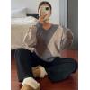 imageCHARTOU Women Causal V Neck Pullover Sweater y2k Argyle Plaid Sweater Preppy Style Knitwear TopsApricot