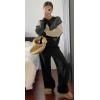 imageCHARTOU Women Causal V Neck Pullover Sweater y2k Argyle Plaid Sweater Preppy Style Knitwear TopsBlack