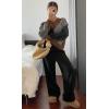 imageCHARTOU Women Causal V Neck Pullover Sweater y2k Argyle Plaid Sweater Preppy Style Knitwear TopsGrey
