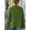 imageCHARTOU Women Chunky Cable Cropped Sweater Casual Crewneck Cropped Pullover SweaterGreen