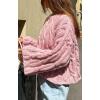 imageCHARTOU Women Chunky Cable Cropped Sweater Casual Crewneck Cropped Pullover SweaterPink