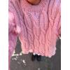 imageCHARTOU Women Chunky Cable Cropped Sweater Casual Crewneck Cropped Pullover SweaterPink