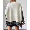 imageCHARTOU Women Contrast Stripe Sweater Casual Crewneck Batwing Long Sleeve Pullover Sweater Jumper TopsBeige