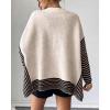 imageCHARTOU Women Contrast Stripe Sweater Casual Crewneck Batwing Long Sleeve Pullover Sweater Jumper TopsKhaki