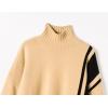 imageCHARTOU Women Fall 2025 Turtleneck Sweater Color Block Oversized HiLow Sweaters Knit Jumper TopsCamel