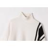 imageCHARTOU Women Fall 2025 Turtleneck Sweater Color Block Oversized HiLow Sweaters Knit Jumper TopsWhite