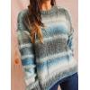 imageCHARTOU Women Stripes Gradient Knit Sweater Pullover Trendy 2025 Outfits Fuzzy Long Sleeve Jumper TopBlue