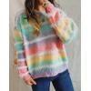 imageCHARTOU Women Stripes Gradient Knit Sweater Pullover Trendy 2025 Outfits Fuzzy Long Sleeve Jumper TopColorful
