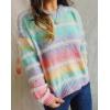 imageCHARTOU Women Stripes Gradient Knit Sweater Pullover Trendy 2025 Outfits Fuzzy Long Sleeve Jumper TopColorful