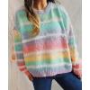 imageCHARTOU Women Stripes Gradient Knit Sweater Pullover Trendy 2025 Outfits Fuzzy Long Sleeve Jumper TopColorful