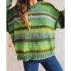 imageCHARTOU Women Stripes Gradient Knit Sweater Pullover Trendy 2025 Outfits Fuzzy Long Sleeve Jumper TopGreen