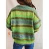 imageCHARTOU Women Stripes Gradient Knit Sweater Pullover Trendy 2025 Outfits Fuzzy Long Sleeve Jumper TopGreen