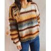 imageCHARTOU Women Stripes Gradient Knit Sweater Pullover Trendy 2025 Outfits Fuzzy Long Sleeve Jumper TopYellow