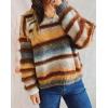 imageCHARTOU Women Stripes Gradient Knit Sweater Pullover Trendy 2025 Outfits Fuzzy Long Sleeve Jumper TopYellow
