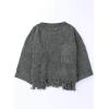 imageCHARTOU Womens Chunky Distressed Frayed Raw Hem Broken Oversized Slouchy SweaterGrey