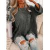 imageCHARTOU Womens Chunky Distressed Frayed Raw Hem Broken Oversized Slouchy SweaterGrey