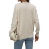 imageCHARTOU Womens Crewneck Cable Pointelle Long Sleeve Tassel Fringed Knitwear Sweater PulloverApricot