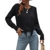 imageCHARTOU Womens Crewneck Cable Pointelle Long Sleeve Tassel Fringed Knitwear Sweater PulloverBlack