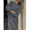 imageCHARTOU Womens Elegant Sweater Skirt Sets 2 Piece Outfits Fall Fuzzy Crewneck Sweater Fishtail SkirtsDark Grey