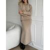 imageCHARTOU Womens Elegant Sweater Skirt Sets 2 Piece Outfits Fall Fuzzy Crewneck Sweater Fishtail SkirtsKhaki