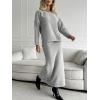imageCHARTOU Womens Elegant Sweater Skirt Sets 2 Piece Outfits Fall Fuzzy Crewneck Sweater Fishtail SkirtsLight Grey