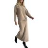 imageCHARTOU Womens Elegant Sweater Skirt Sets 2 Piece Outfits Fall Fuzzy Crewneck Sweater Fishtail SkirtsWhite