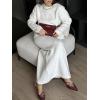 imageCHARTOU Womens Elegant Sweater Skirt Sets 2 Piece Outfits Fall Fuzzy Crewneck Sweater Fishtail SkirtsWhite