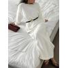 imageCHARTOU Womens Elegant Sweater Skirt Sets 2 Piece Outfits Fall Fuzzy Crewneck Sweater Fishtail SkirtsWhite