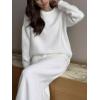 imageCHARTOU Womens Elegant Sweater Skirt Sets 2 Piece Outfits Fall Fuzzy Crewneck Sweater Fishtail SkirtsWhite