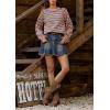 imageCHARTOU Womens Fall Oversized Pullover Sweater Colorful Striped Lightweight Y2K Retro Crewneck Jumper TopsBlue