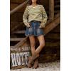 imageCHARTOU Womens Fall Oversized Pullover Sweater Colorful Striped Lightweight Y2K Retro Crewneck Jumper TopsYellow