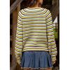imageCHARTOU Womens Fall Oversized Pullover Sweater Colorful Striped Lightweight Y2K Retro Crewneck Jumper TopsYellow