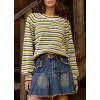 imageCHARTOU Womens Fall Oversized Pullover Sweater Colorful Striped Lightweight Y2K Retro Crewneck Jumper TopsYellow