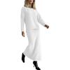 imageCHARTOU Womens Elegant Sweater Skirt Sets 2 Piece Outfits Fall Fuzzy Crewneck Sweater Fishtail SkirtsWhite