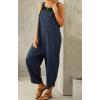imageCHARTOU Baggy Bib Overalls Women Cropped Jumpsuit Cargo Tulip Hem Loose Capri Overalls Straps Suspender Jumpsuit PocketsDark Blue