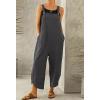 imageCHARTOU Baggy Bib Overalls Women Cropped Jumpsuit Cargo Tulip Hem Loose Capri Overalls Straps Suspender Jumpsuit PocketsDark Grey