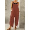 imageCHARTOU Baggy Bib Overalls Women Cropped Jumpsuit Cargo Tulip Hem Loose Capri Overalls Straps Suspender Jumpsuit PocketsDeep Red