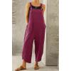 imageCHARTOU Baggy Bib Overalls Women Cropped Jumpsuit Cargo Tulip Hem Loose Capri Overalls Straps Suspender Jumpsuit PocketsPurple Red