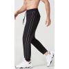 imageCHARTOU Mens Athletic Drawstring Waist Quick Dry Durable Stripe Fitness Jogger Track PantsBlack